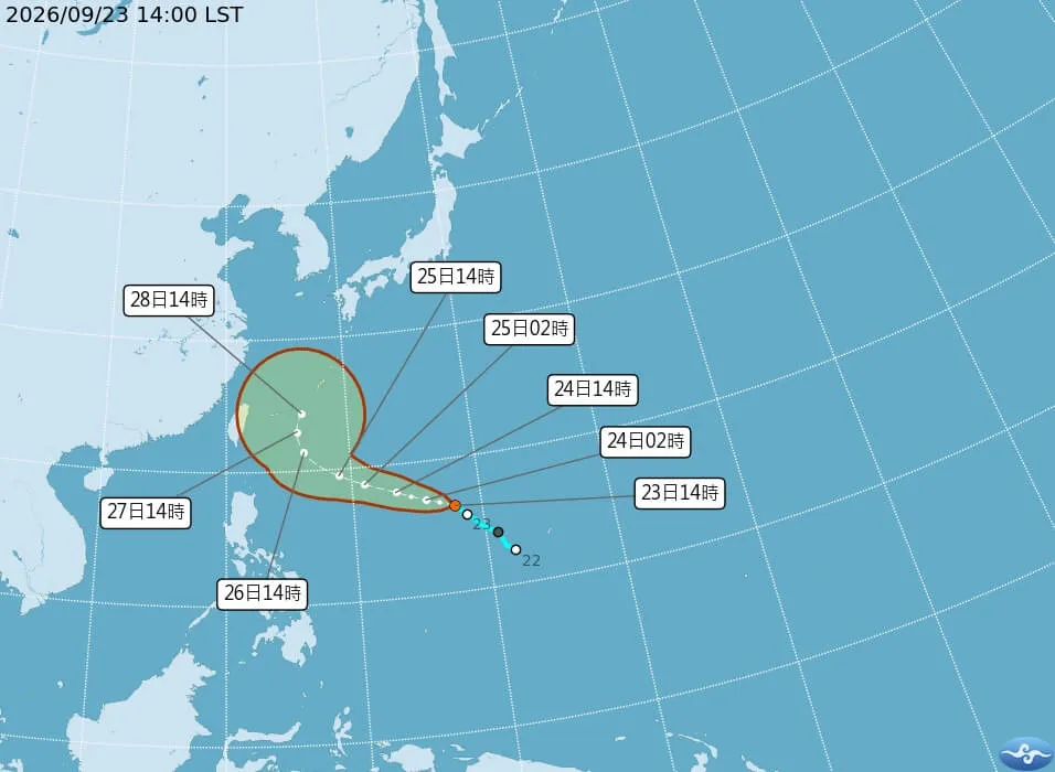 熱帶性低氣壓TD29號路徑圖。(圖/氣象署提供)