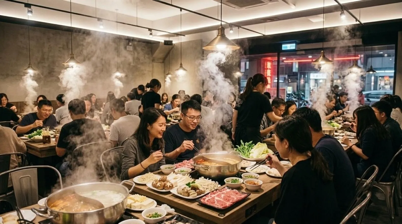 冒出的油煙直接散布客人身邊,氣味分子吸附於沙發裝潢,是異味殘留主因。(AI生成示意圖)_普印通提供)