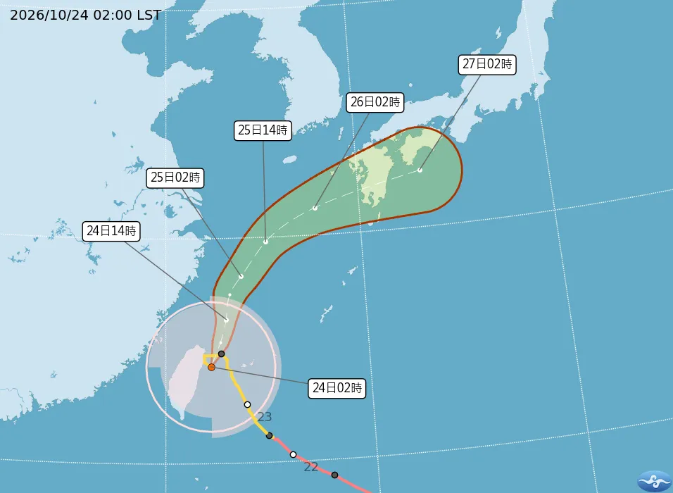 颱風路徑。(圖/取自氣象署)