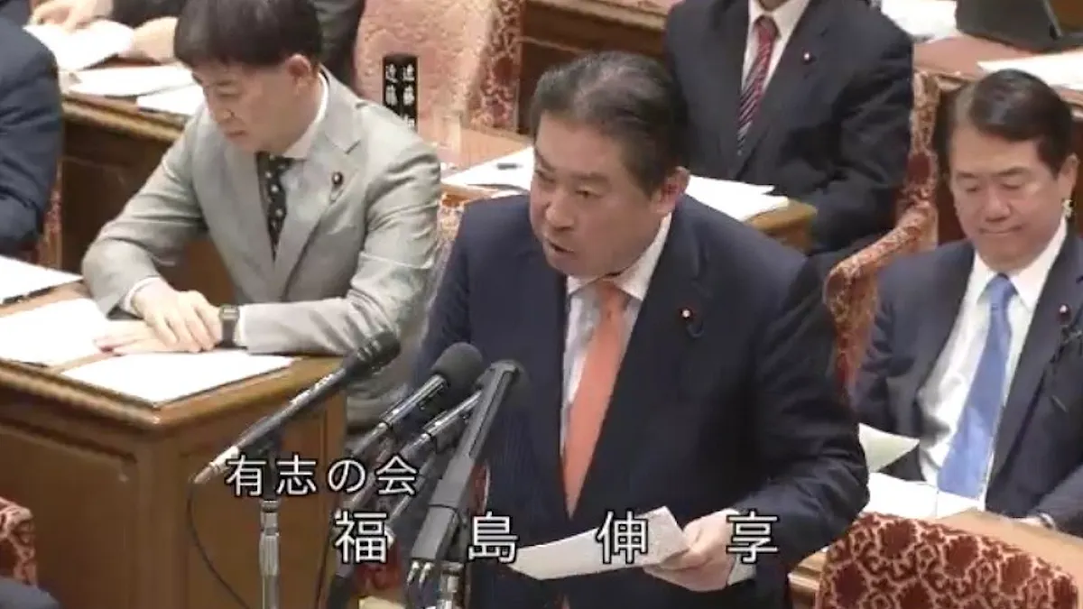 日本眾議員福島伸享2月底在議會中質詢。(翻攝日本眾議院網站) 日本眾議員福島伸享2月底在議會中質詢。(翻攝日本眾議院網站)