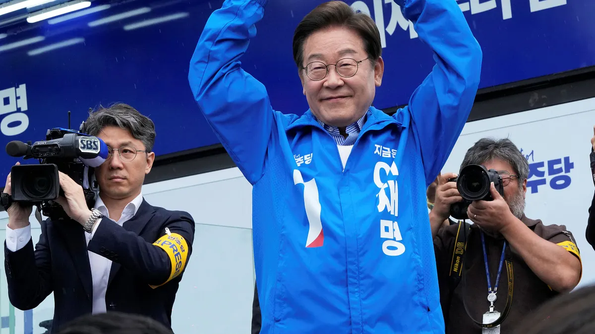 南韓總統大選、代表共同民主黨的候選人李在明。(美聯社) 南韓總統大選、代表共同民主黨的候選人李在明。(美聯社)