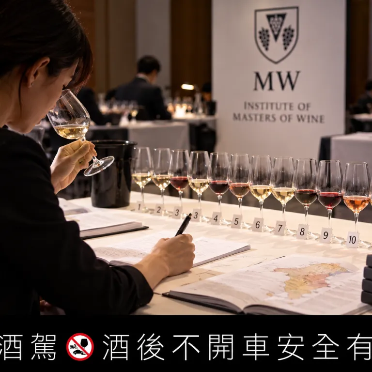 葡萄酒大師(MW)考試涵蓋盲飲與理論分析。考生必須從杯中的線索判斷酒款特徵,並寫出有根據的分析。(圖/ChatGPT生成)